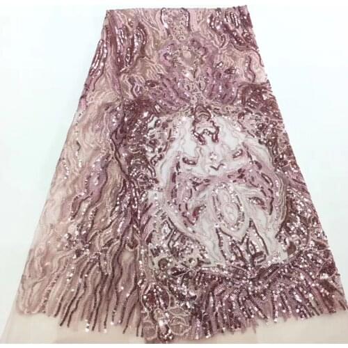 African Lace Fabric 2021 High Quality Lace Sequins French Mesh Tulle Mesh Fabric Sequins Lace Wedding Dress D37451