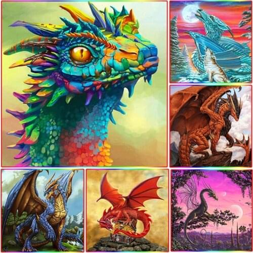 5d Diy Diamond Embroidery Fairy And Dragon Diamond Painting Elf Animal Cartoon Full Square Rhinestones Home Decoration