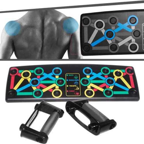Foldable 14 In 1 Push Up Board with Instruction Men Women Push-up Stands GYM Body Training Print Body Building Fitness Exercise