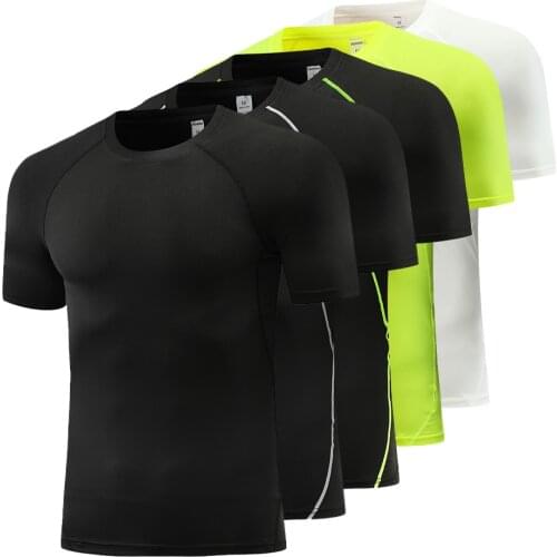 Polyester Men T-Shirt Quick Drying Short Sleeve Running T-Shirts Gym Fitness Running Shirt Trainer Cycling Breathable T Shirt