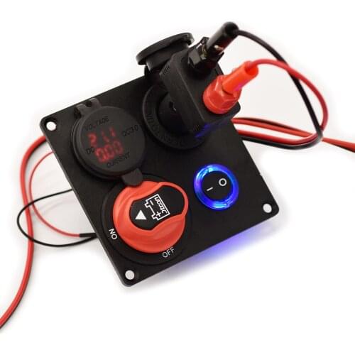 Jtron car switch panel battery switch 100A Cigarette light socket/plug adapter 12v 10A Dual usb volmeter QC3.0 Multifunction