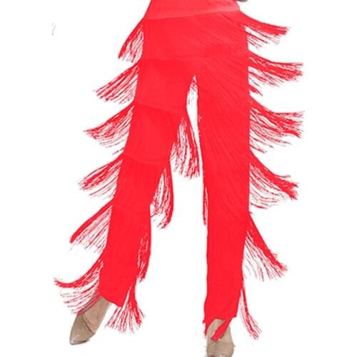 Adult Latin Dance Trousers Costumes Girls Salsa Ballroom Fringe Dance Pants CostumeBallroom Dancing Dress Samba Tassel