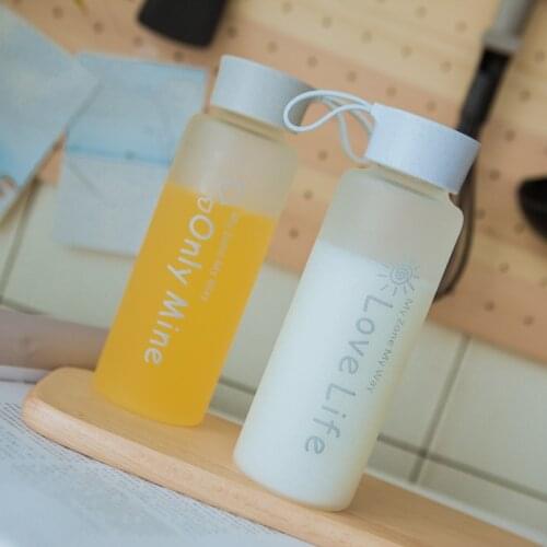 Creative Frosted 450ML Wheat Straw Glass Casual Letter Simple Harajuku Heat resistant Leakproof Female Student Water Bottle