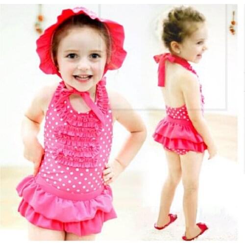 2020 Baby Girls Swim wear Suit Children 3-Pieces Swimsuits Cap bikini Bodysuit Dress Set Kids Bathing Suit Toddler Swimming