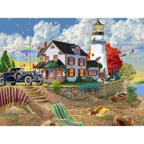 LaoJieYuan Full Square/Round Drill Diamond Painting Embroidery Scenery Cross Stitch Rhinestone Mosaic Home Decoration