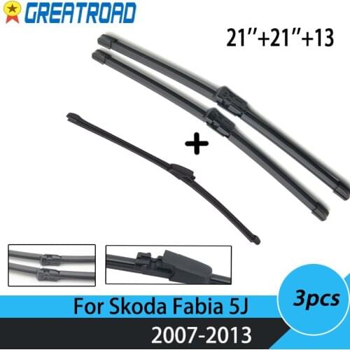Windshield Windscreen Wiper Blades Set For Skoda Fabia 5J Hatchback Front + Rear 2007 2008 2009 2010 2011 2012 2013