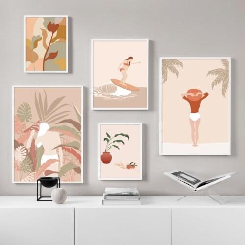 Wall Art Modular Canvas Abstract Lady Yellow Sea Swim Pictures Home Decor Painting Prints Poster Living Room Cuadros No Frame