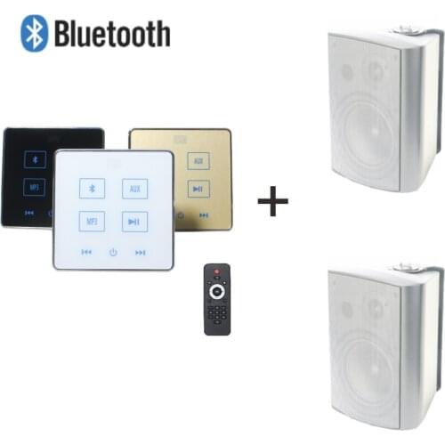 SH0006 2*15 watt wall audio amplifier with 2 PCS 4 inch Wall Mount Speaker supporting USB/TF/AUX/Bluetooth