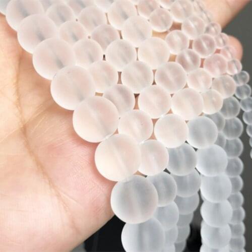 Natural Matte Crystal Beads for Jewelry Making DIY Bracelet Round Loose Bead 4/6/8/10 Mm Wholesale
