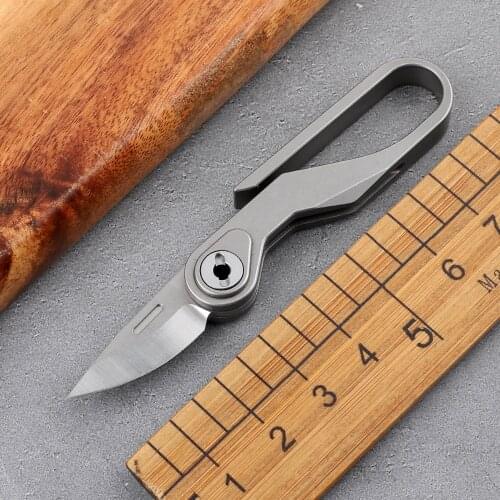 New M390 blade mini TC4 titanium alloy handle keychain multifunctional portable outdoor camping fruit EDC tool folding knife