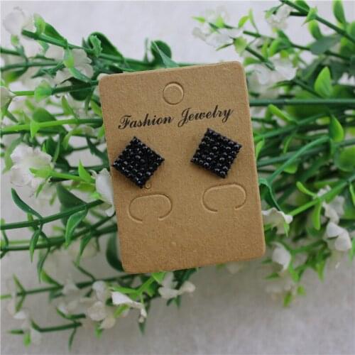 New Japanese and Korean style black temperament square alloy inlaid semi-precious stones wild personality earrings