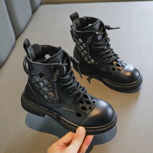 Girls' Shoes New Childrens Martin Short Boots Spring and Autumn Net Boots Thin Hollow Boots In Summer