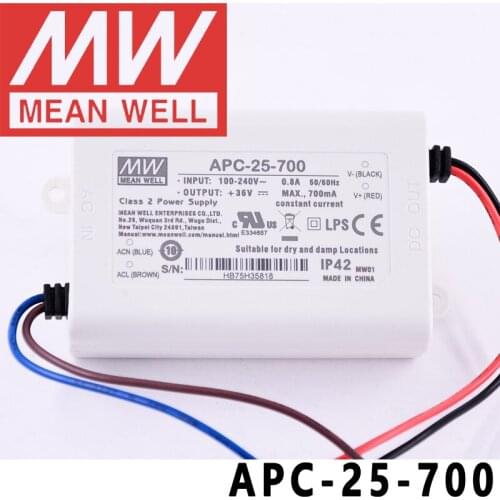 Original Mean Well APC-25-700 meanwell 700mA Constant current 25W Single Output LED Switching Power Supply