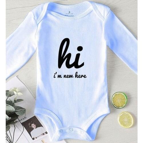 Toddler Autumn Jumpsuit Printing Hi New Here Rompers for Babies Cotton Infant Girls Fall Costume Baby Boy Winter Clothes