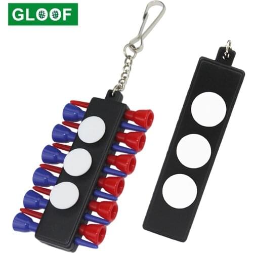 1Set Portable Plastic Golf Tee Holder Carrier With 12 Golf Tees And 3 Plastic Ball Markers with Keychain Golf Accessorie