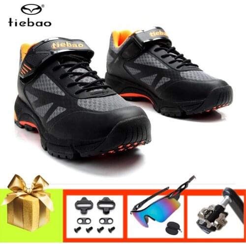 TIEBAO Professional Mountain Bike Shoes Women Men Sapatilha Ciclismo Add Mtb SPD Pedals Self-locking Breathable Racing Leisure