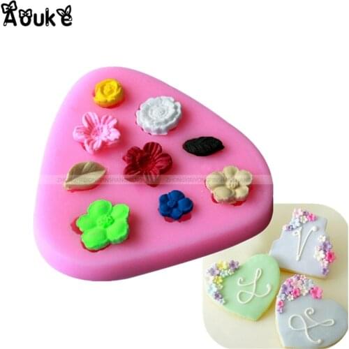Variety of flower Embossed Liquid Silicone Cake Mold Biscuits Chocolate Tool Fondant Decorating Tools