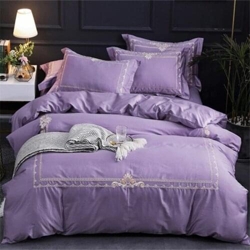 Luxury bedding set king size 4pcs 60s long-staple cotton handmade embroidered Europe duvet cover set bed sheets quilt cover set