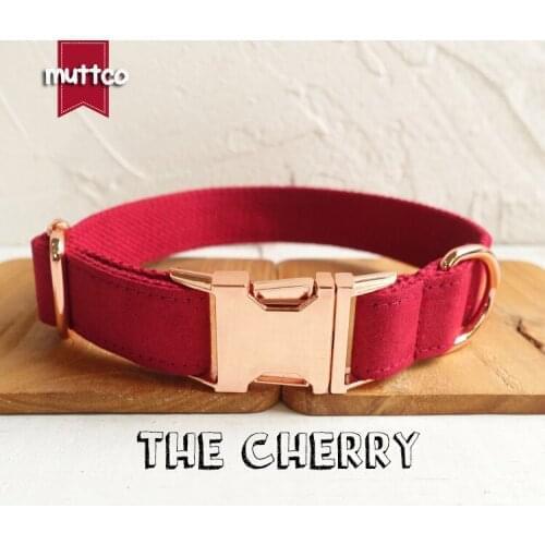 MUTTCO retailing special self-design THE CHERRY canvas stripe dog collar 5 sizes UDC020M