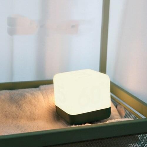 Modern Flip Timing Night Light USB Charging LED Energy-saving Square Table Lamp Bedroom Bedside Sleeping Baby Kids Light Fixture