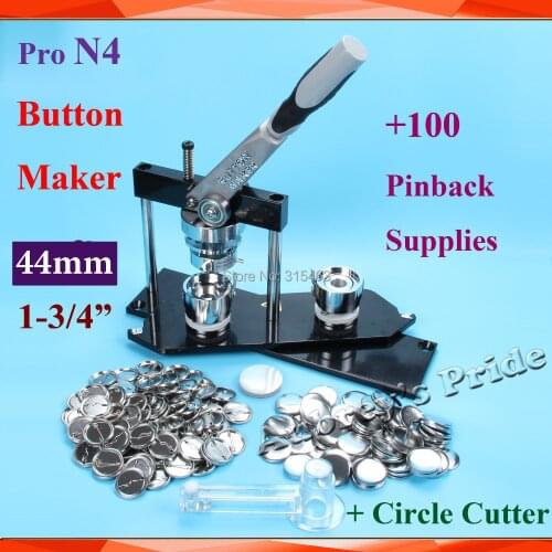 1-3/4" 44mm Badge Button Maker + Cutter+100 Sets Metal Button Supply N4