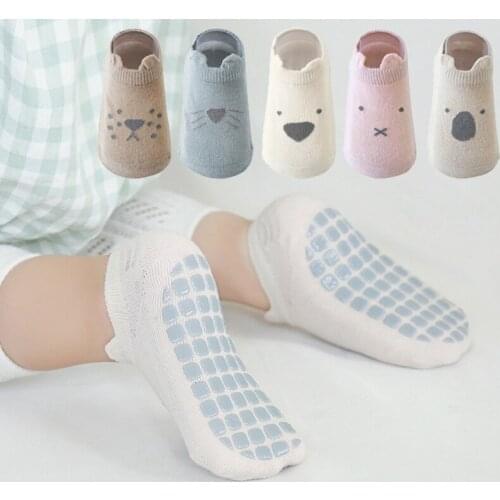 Spring Summer Baby Socks Girls Boys Baby Cotton Cartoons Breathable Socks Newborn Infant Non-Slip Toddler Socks For 0-5 Years