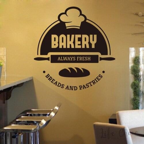 Fresh Breads And Pastries Sign Wall Window Sticker Bakery Store Logo Wall Vinyl Decal Bakery Shop Decoration Vinyl Posters