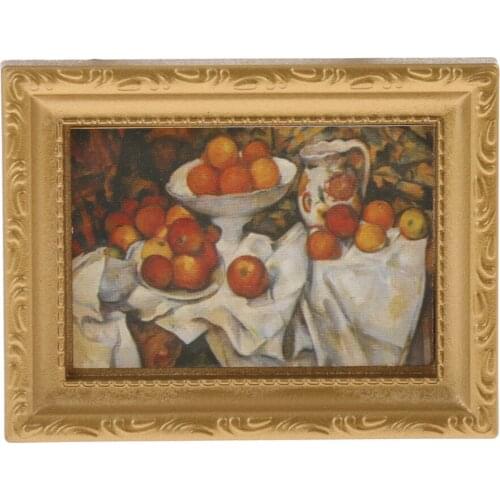 1:12 Scale Dollhouse Miniature Vintage Mural Wall Painting Decorative Ornaments for 12th Dolls House Decoration Accessories