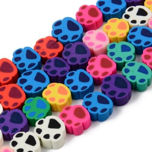 10 Strand Handmade Polymer Clay Dog Paw Print Beads Strands for DIY Bracelet Necklace Earring Jewelry Crafts Decor MIx Color