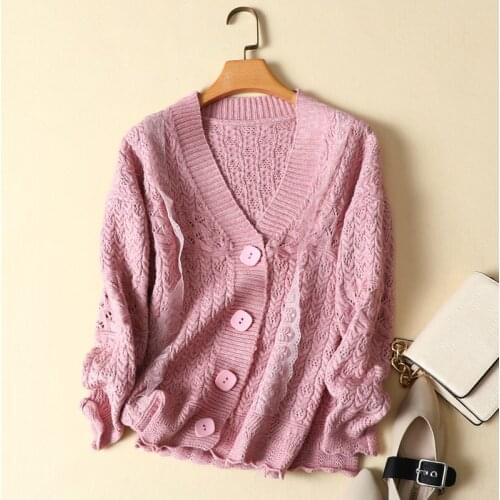 2021 Winter New Knitted Sweaters and Cardigan V-Neck Button Solid V-Neck Loose Thicken Warm Outwear Coat Tops