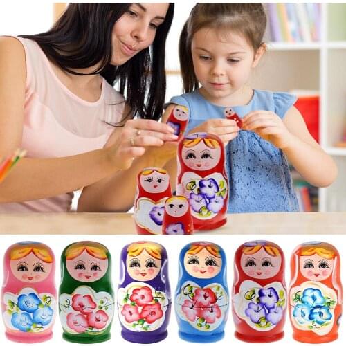 5pcs Wooden Novelty Russian Nesting Matryoshka Doll Set Improving Practical Ability Creative Unique Hand Painted Decor