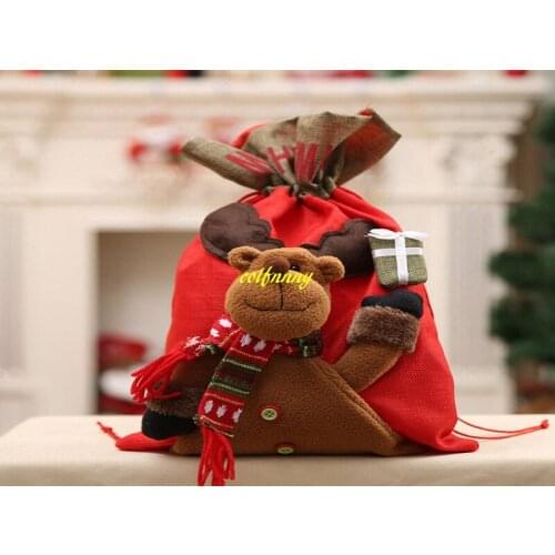 50pcs/lot Fast shipping Santa Claus Snow Man deer Candy Bags Christmas Decorations Holders Gifts for Kids Xmas Gift Bag