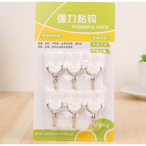 6pcs Strong Adhesive Traceless Hook Kitchen Bathroom Wall-Mounted Towel Hanger Ceramic Tile Glass Stick Hook Holder