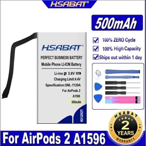 HSABAT 020-00098 500mAh Battery for Airpods 1 2 1st 2nd Wireless Charge A1596 Batteries