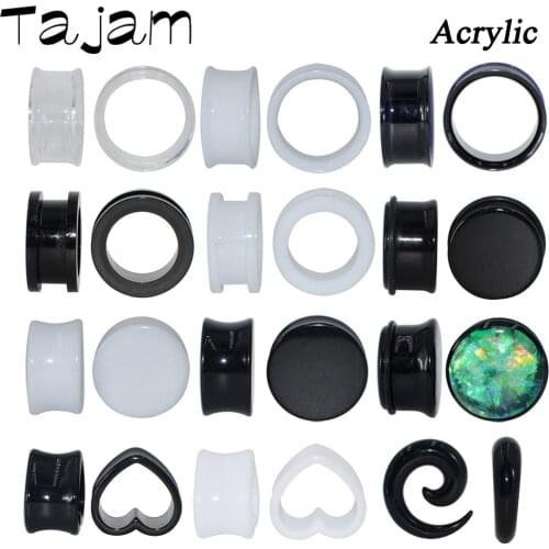 1Pair Acrylic Ear Tunnel Plug Heart Sprial Ear Gauge Double Curved Saddle Expander Stretcher Unisex Body Piercing Jewelry 6-25mm