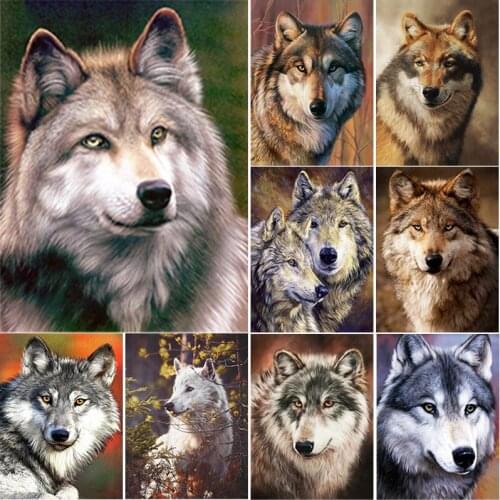 5D DIY Animals Diamond Painting Wolf Diamond Embroidery Cross Stitch Full Square Round Drill Crafts Manual Art Gift Home Decor