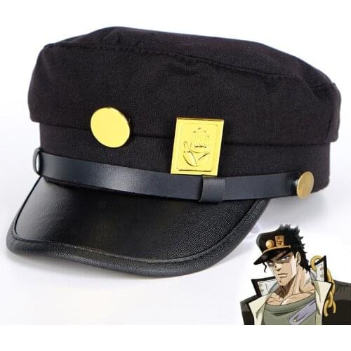 Anime JoJos Bizarre Adventure Jotaro Kujo Joseph Hat Army Military Cosplay Prop Cap Hats / Badge Brooch Pin