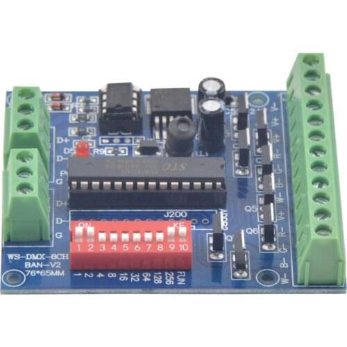 Fast shipping 10PCS 8CH led dmx controller, 8CH DMX512 driver decoder DC5V-24V for LED strip light,LED module WS-DMX-8CH-BAN-V1