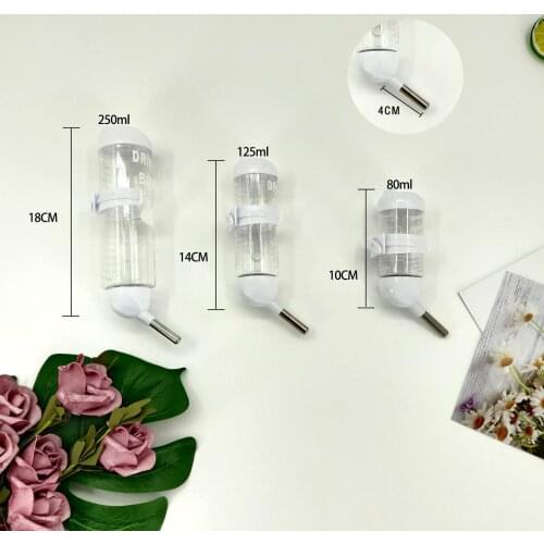 Pet Water Dispenser Small Pets Hamster Squirrel Chinchilla Guinea Pig Hamster Pet Drinking Water Feeder Pet 80ML/125ML/250ML