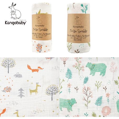 Kangobaby #My Soft Life# 2pcs Pack 100% Cotton Baby Muslin Swaddles Newborn Blankets Stroller Cover Bath Gauze Infant Wrap