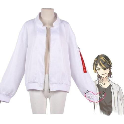 Tokyo Revengers Hanemiya Kazutora Cosplay Costumes White Coat Valhalla Uniform Baseball Coat Mikey Draken Halloween Kids Adults