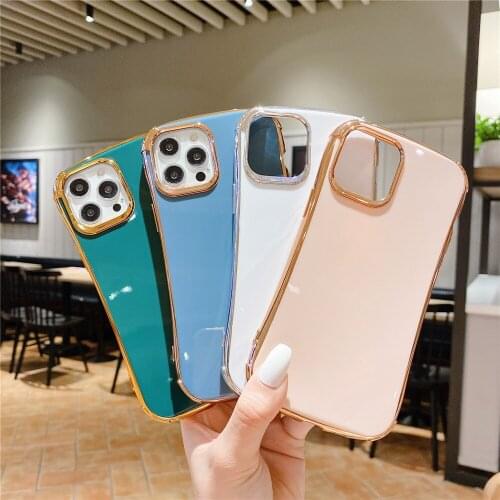 Edge Golden Plating Waist Design Phone Case For iPhone 12 11 Pro Max X XR XS 7 8 Plus Smooth Soft TPU Cover Ergonomics Hand Hold