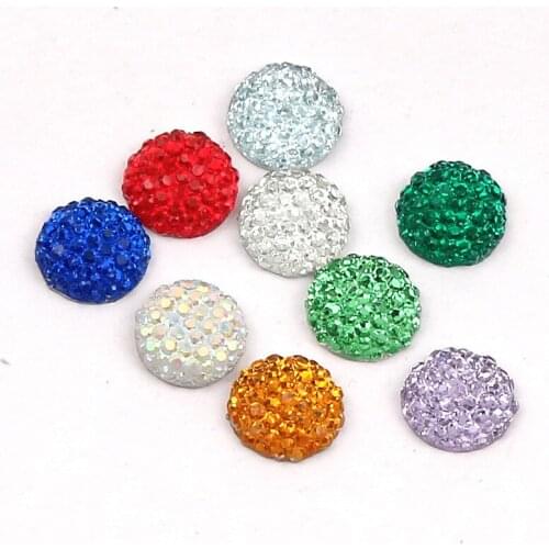 100pcs Colorful Round Resin Decoration Crafts Beads Flatback Cabochon Scrapbooking DIY Embellishments Accessories 10mm