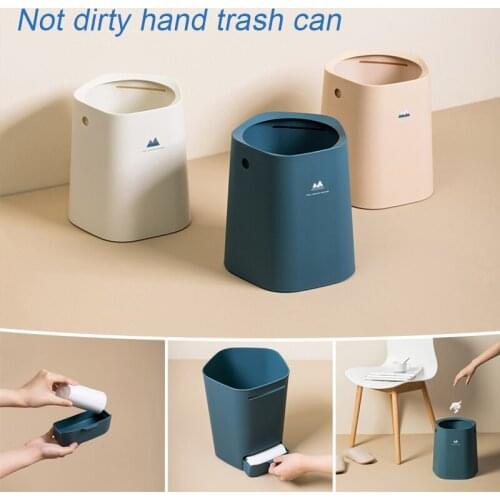 Round Trash Can 2-layer Coverless Wastebasket with Trash Bag Holder Drawer & Slot 8.5L Simple Trash Bin Separation Unit can CSV