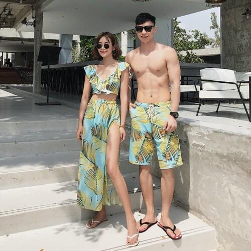 Women Mens Swimsuit matching couples swimsuits Bikini Men Board Shorts Swimming Trunks Beach swimwear Surfing Boardshort