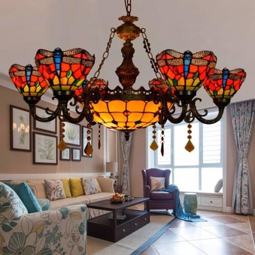 Led e27 Tiffany Glass Alloy Dragonfly LED Lamp LED Light.Pendant Lights.Pendant Lamp.Pendant light For Dinning Room Foyer