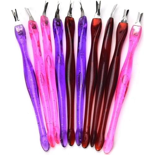 10Pcs Nail Cuticle Pusher Stainless Steel Head V-shaped blade Cuticle Trimmer Pusher Remover Manicure Pedicure Care Nail Tools