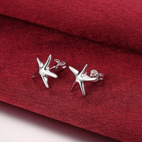 Trendy Style Star Small Stud Earrings 925 Sterling Silver Jewelry Women Girl Earring Free Shipping