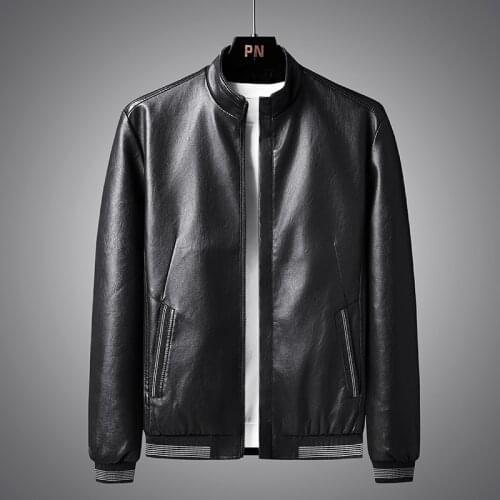 Mens PU Jackets Spring Autumn Leather Jacket Coat Fashion Solid Color Outwear Luxurious Jacket Male Zipper Coat Plus Size HA264