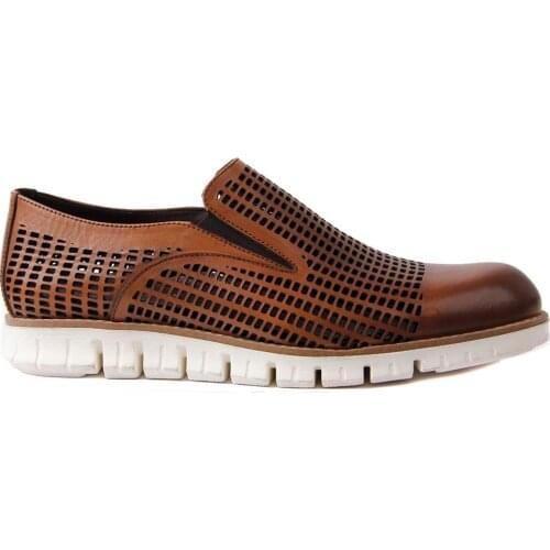 Sail Lakers-Genuine Leather Men Daily Casual Shoes Retro Block Hollow Out Breathable Slip on